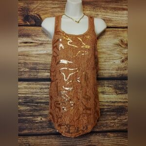 BKE Boutique Sequin Lace Tank Top Size Small!